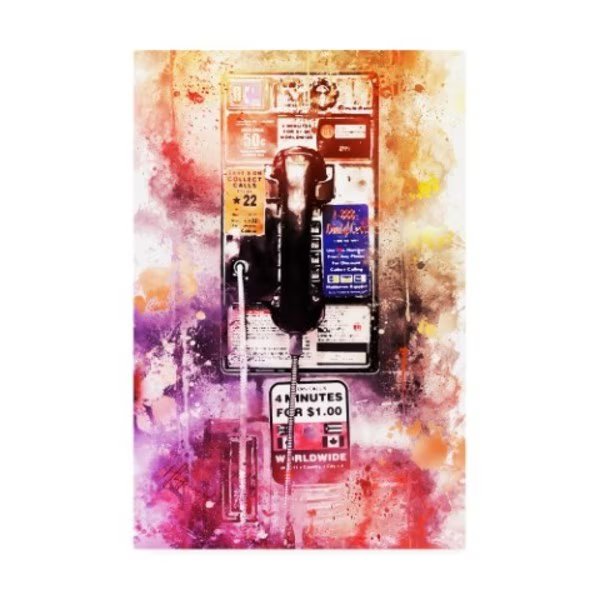 Philippe Hugonnard 'NYC Watercolor Collection - US Public Phone' Canvas Art, 16x24, Trademark Fine Art, Mfr#: PH01797-C1624GG